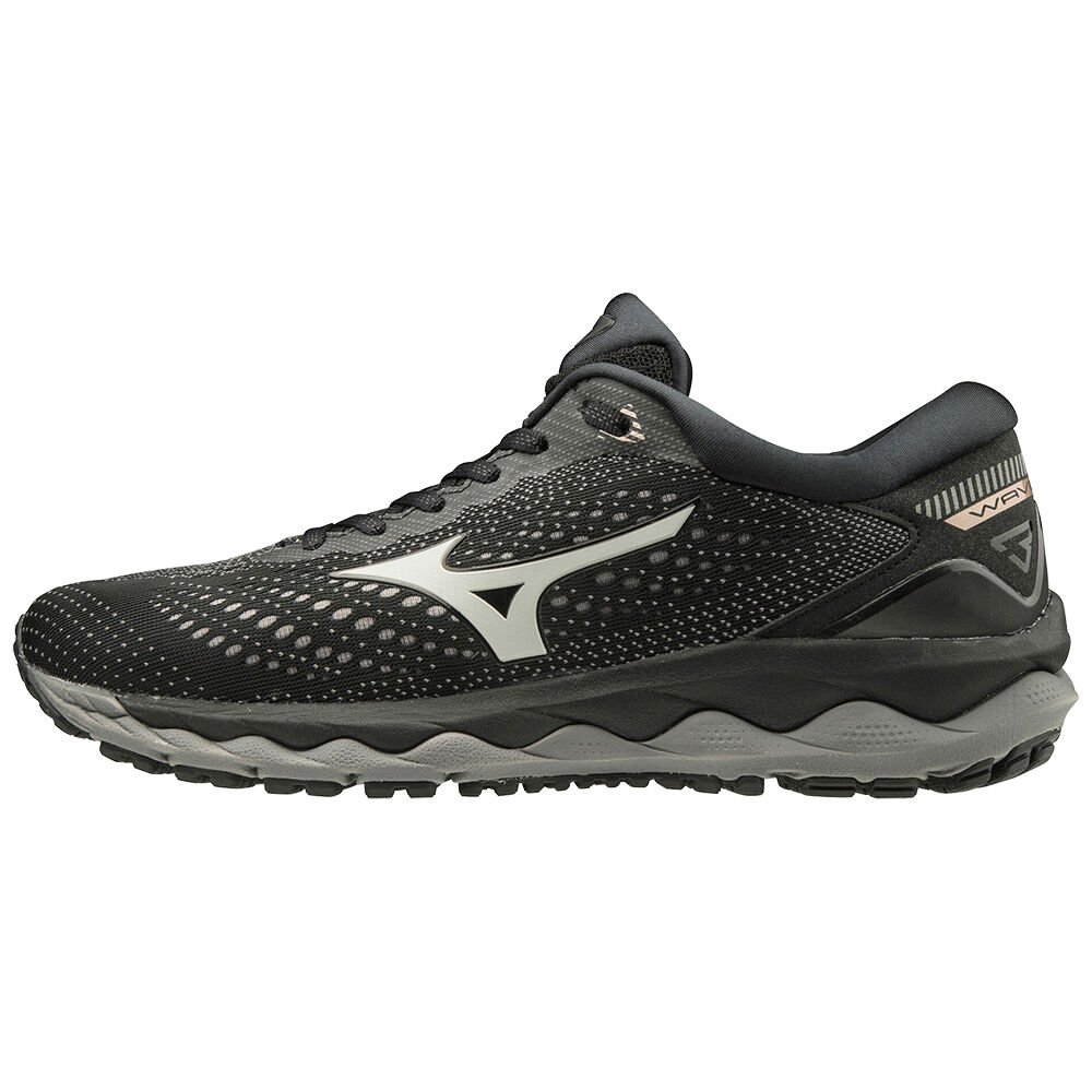 Mizuno Women's Trail Running Shoes WAVE SKY 3 Black/Grey - CXUFDOB-65